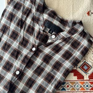 Nili Lotan Plaid Long Sleeve Button-up Top